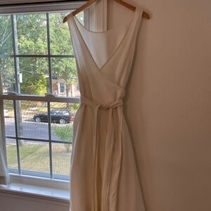 Hackwith Design House Raw Silk Noil Wrap Dress in Natural Size 18 20